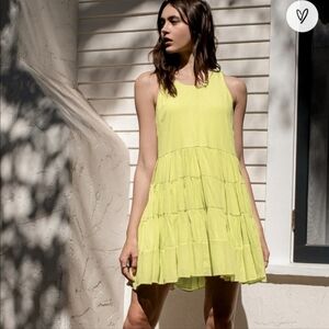 Lulus | For Sun Reason Lime Green Tiered Mini Swing Dress